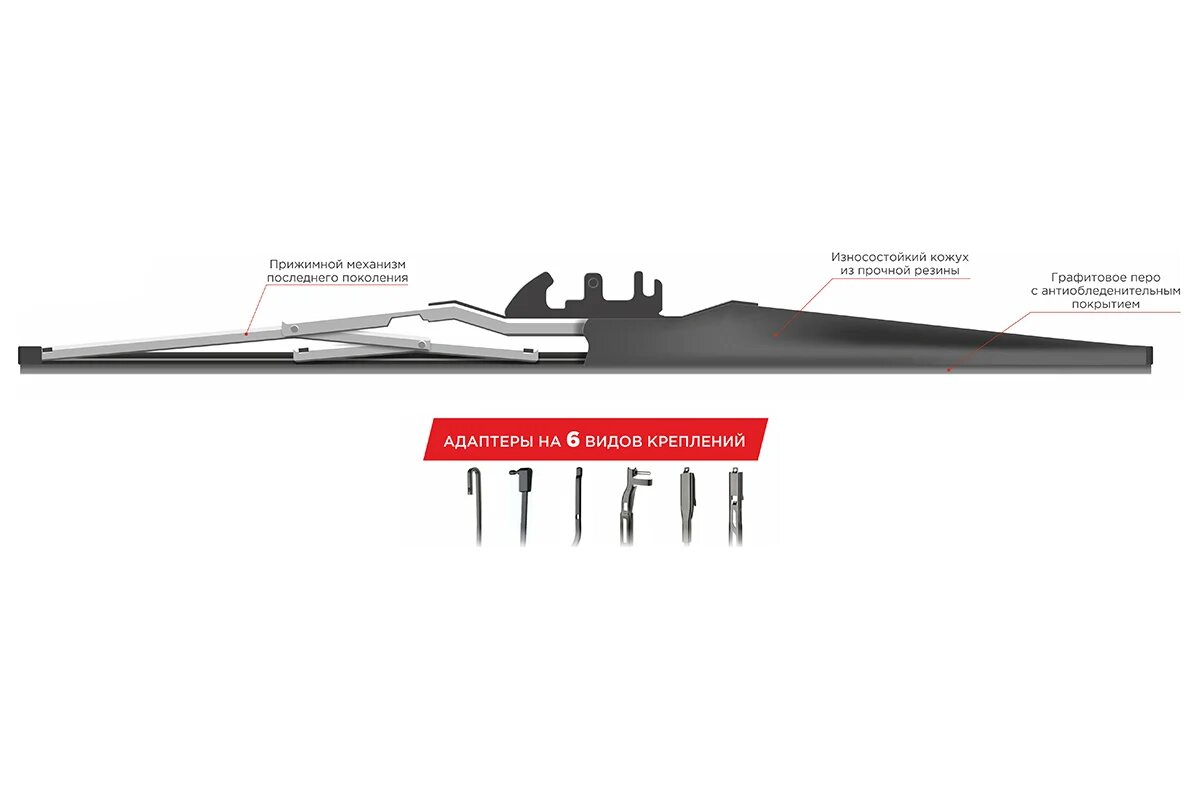 Щетка ст/очист. каркасная зимняя SKYWAY MAX PRESS 6 адаптеров в коробке 30см/12